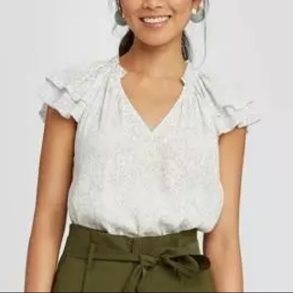 A New Day Short Flutter Sleeve Animal Print Top XL - Picture 3 of 12